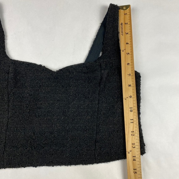 NWT Abercrombie & Fitch Women Tweed Crop Tank Size M Black Plaid Sweetheart - Picture 9 of 12